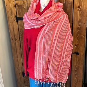 Route 66 Pink, yellow & silver stripes scarf